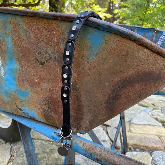 VNtG Y2K KAPORAL Leather Stud Rhinestone Skinny Belt Black Silver Wrap 90cm 34in - Picture 6 of 14